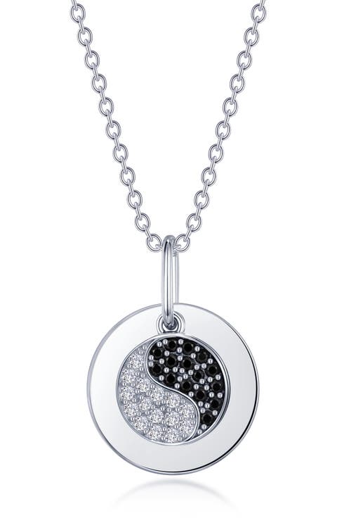 Yin Yang Simulated Diamond Pendant Necklace