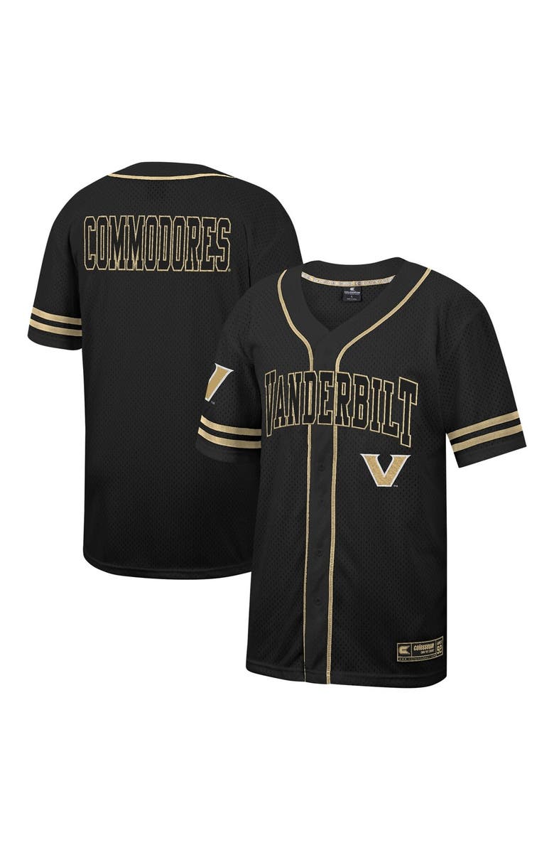COLOSSEUM Men's Colosseum Black Vanderbilt Commodores Free Spirited Mesh Button-Up Baseball Jersey, Main, color, Black