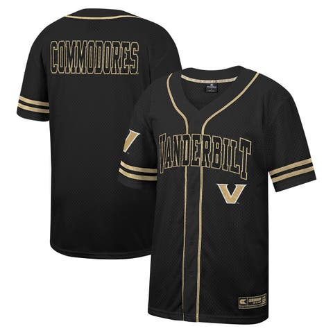 Men's Colosseum Black Vanderbilt Commodores Free Spirited Mesh Button-Up Baseball Jersey