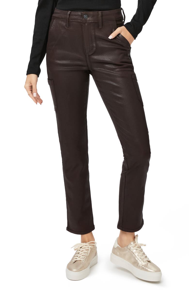 PAIGE Jolie Coated Slim Straight Leg Cargo Pants, Main, color, 