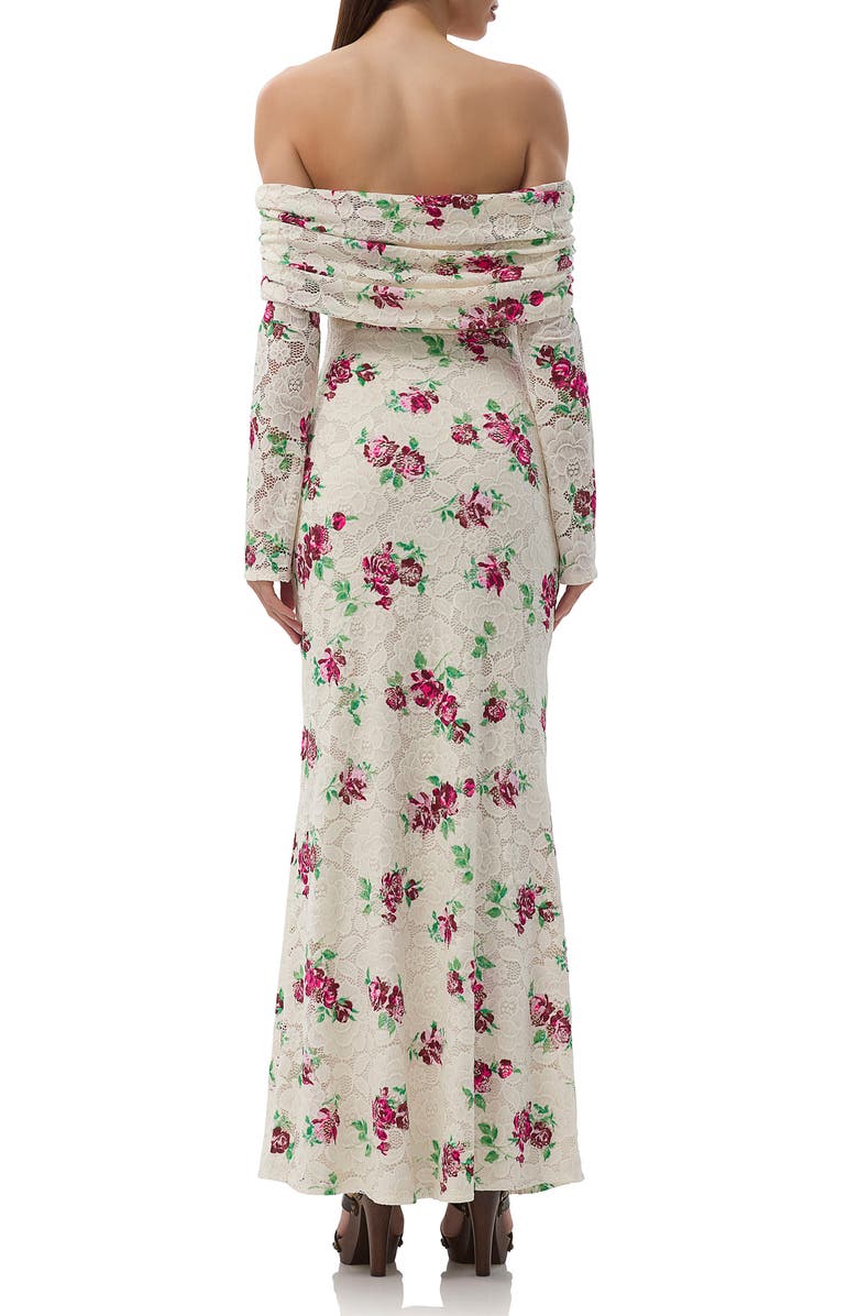 AFRM Thelma Off the Shoulder Long Sleeve Lace Maxi Dress, Alternate, color, Romance Rose