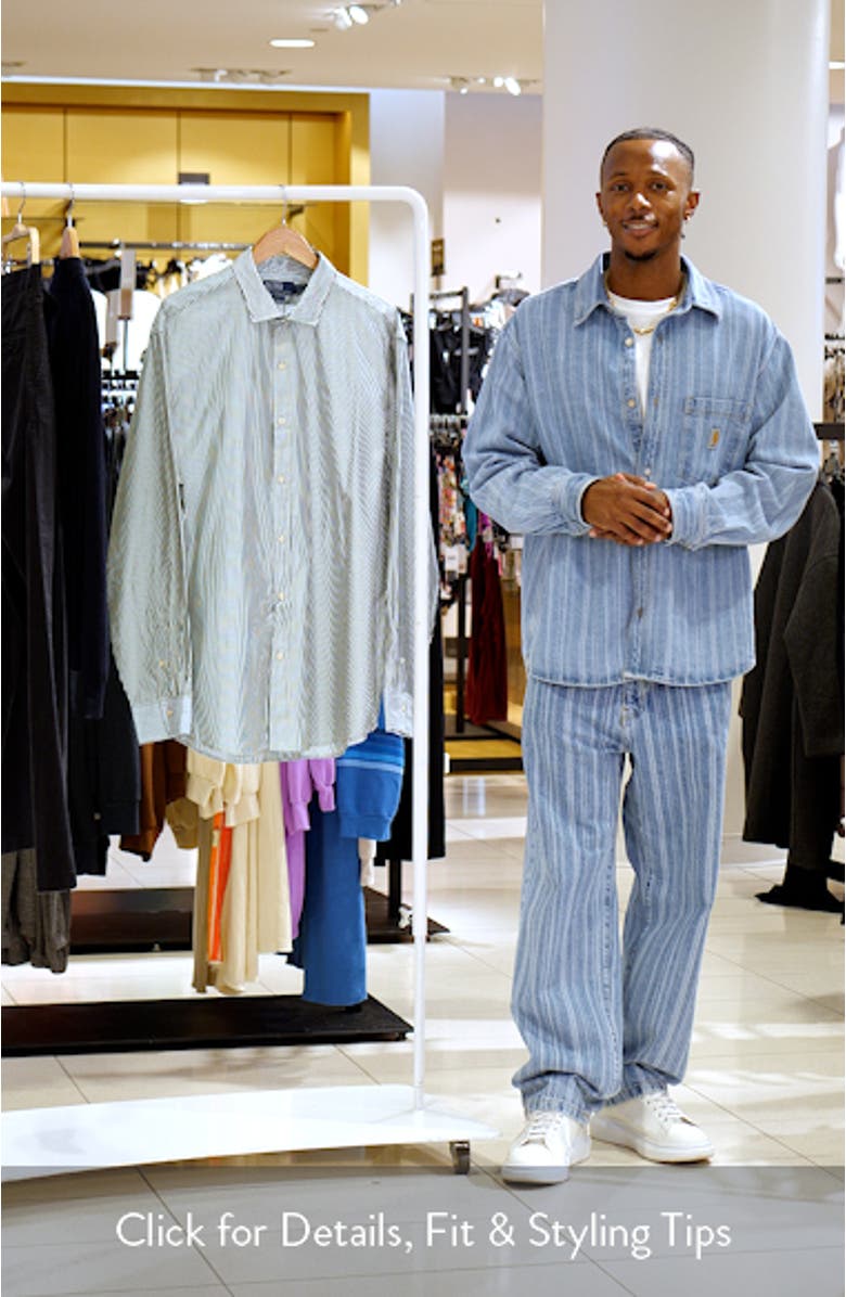 Classic Fit Stripe Cotton Poplin Button-Up Shirt, sales video thumbnail