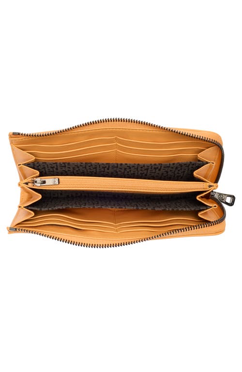 Longchamp Le Pilage Cuir Zip Wallet In Orange