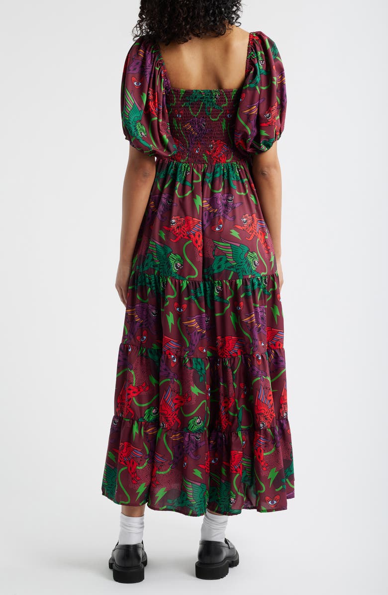 Dressed in Lala Summer Solstice Smock Bodice Tiered Dress, Alternate, color, Plum