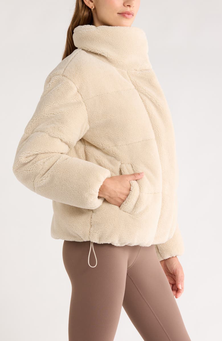 Zella Faux Shearling Puffer Jacket, Alternate, color, Beige Seashore