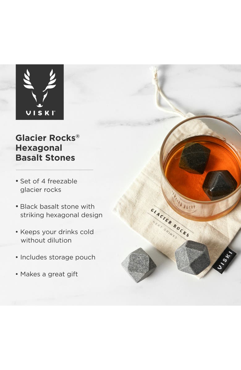 Viski Glacier Rocks Hexagonal Basalt Stones Set of 4, Alternate, color, Black