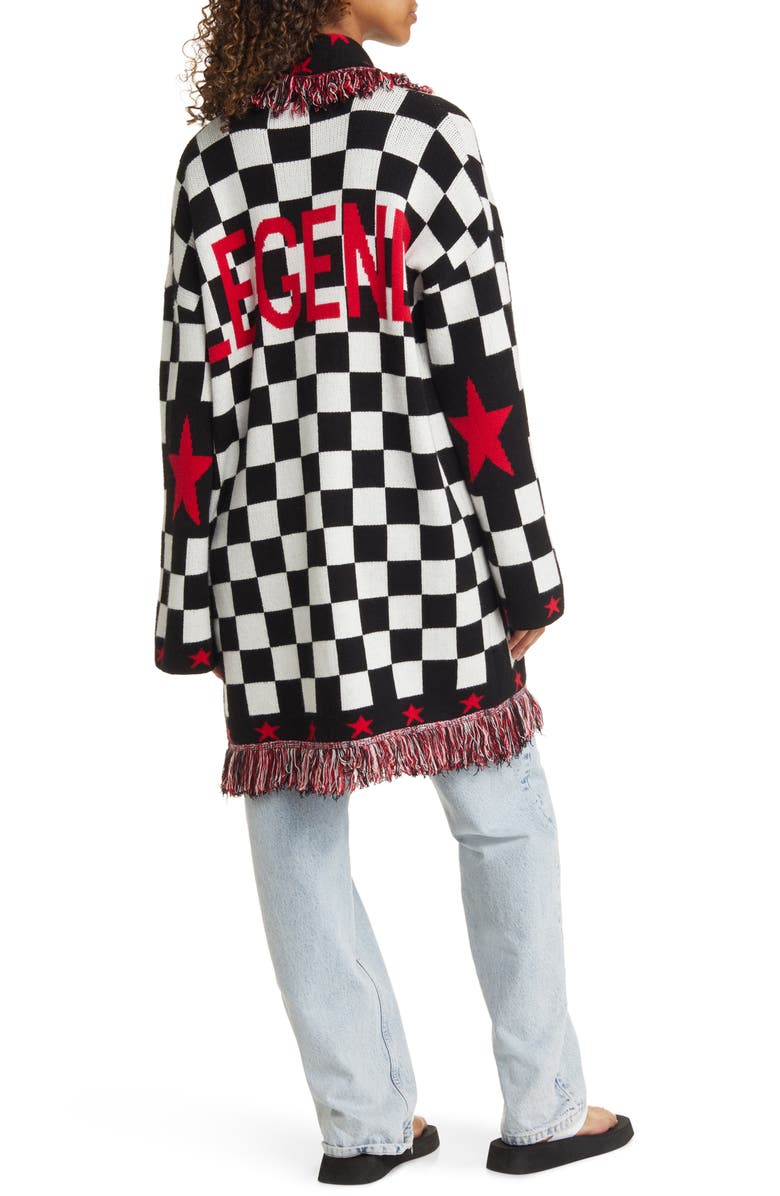 Dressed in Lala Legend Luxe Fringe Checkered Cardigan, Alternate, color,