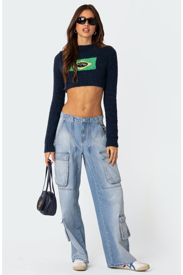 Tara Low Rise Cargo Jeans, Alternate, color, BLUE-WASHED
