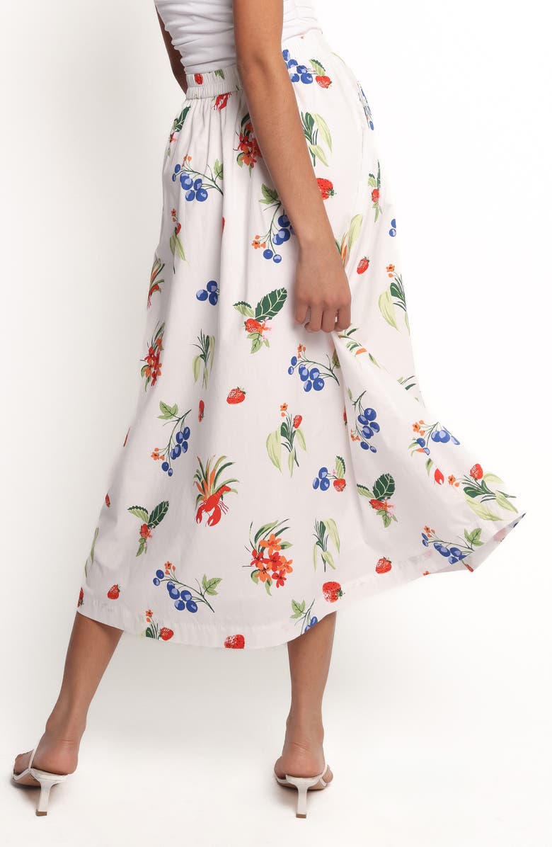 Petal & Pup Geneva Cotton Midi Skirt, Alternate, color, Off White/ Red