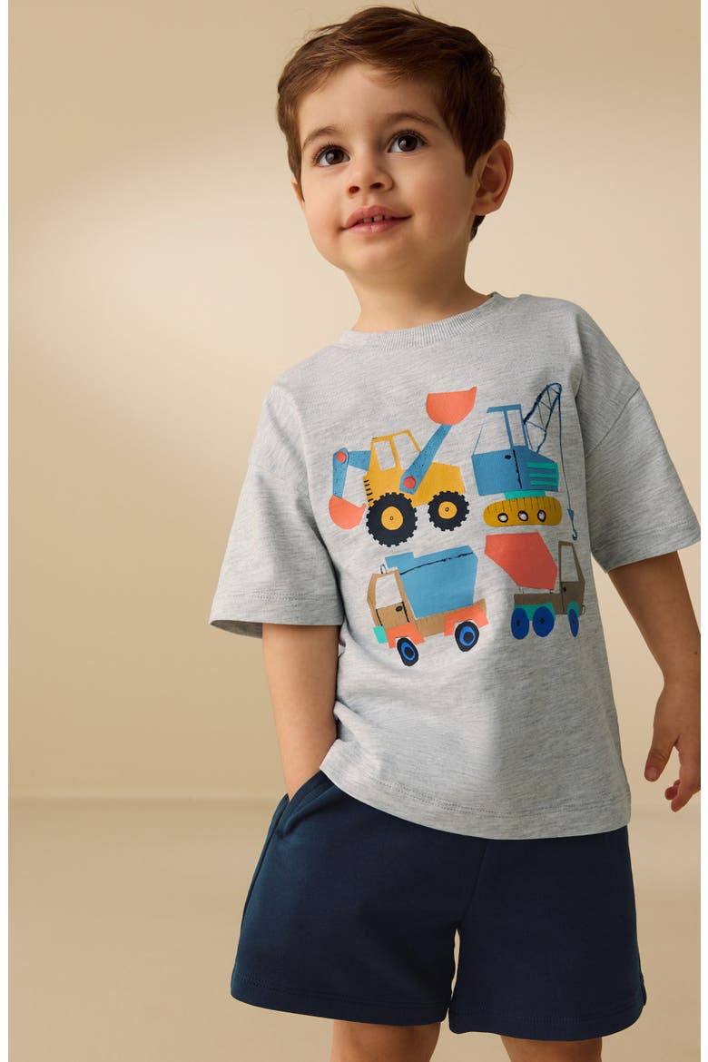 Kids' Oversize Construction Graphic T-Shirt & Pull-On Shorts Set, Alternate, color, GREY