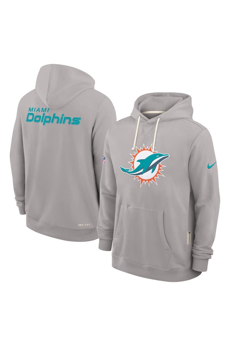 Men's Nike Charcoal Miami Dolphins Sideline Standard Issue Initial Home Dri-FIT Hoodie, Alternate, color, Charcoal