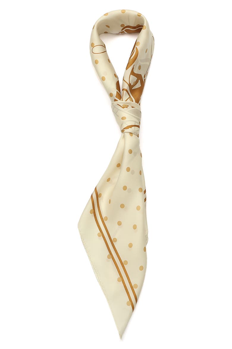 Horse & Carriage Polka Dot Silk Square Scarf, Alternate, color, CHALK