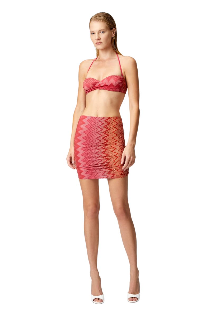 Missoni Minskirt Cover-up In Stretch Nylon Zig Zag Lamé, Main, color, Red