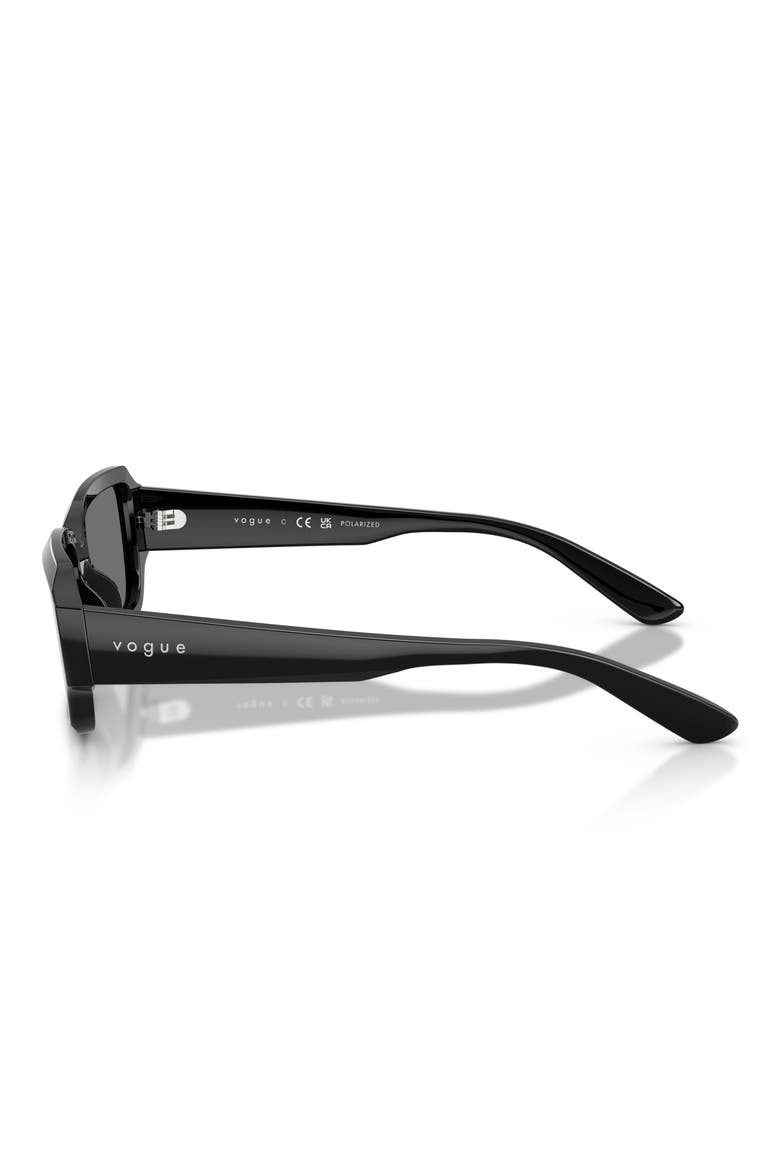 54mm Polarized Rectangle Sunglasses, Alternate, color, BLACK / DARK GREY POLAR