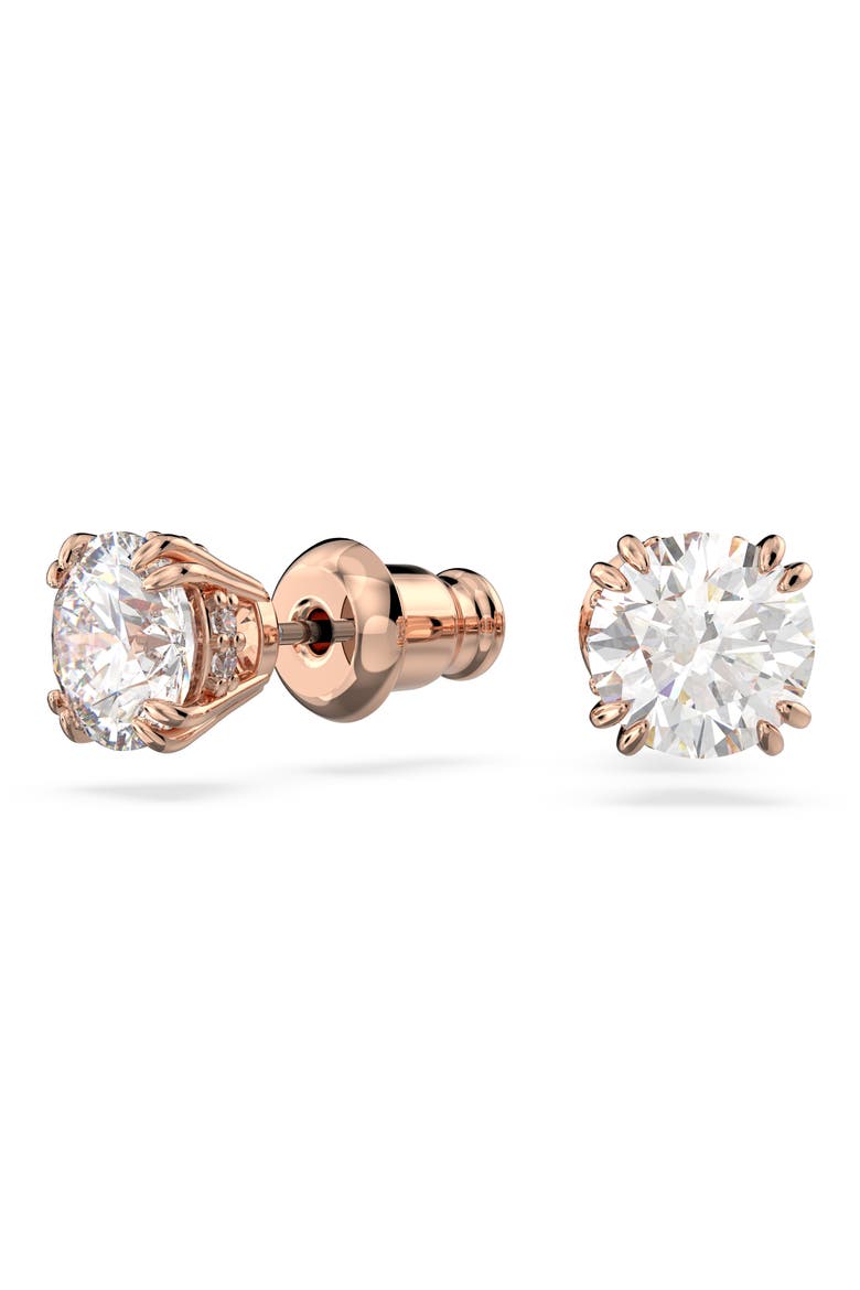 Constella Round Crystal Stud Earrings, Alternate, color, ROSE GOLD