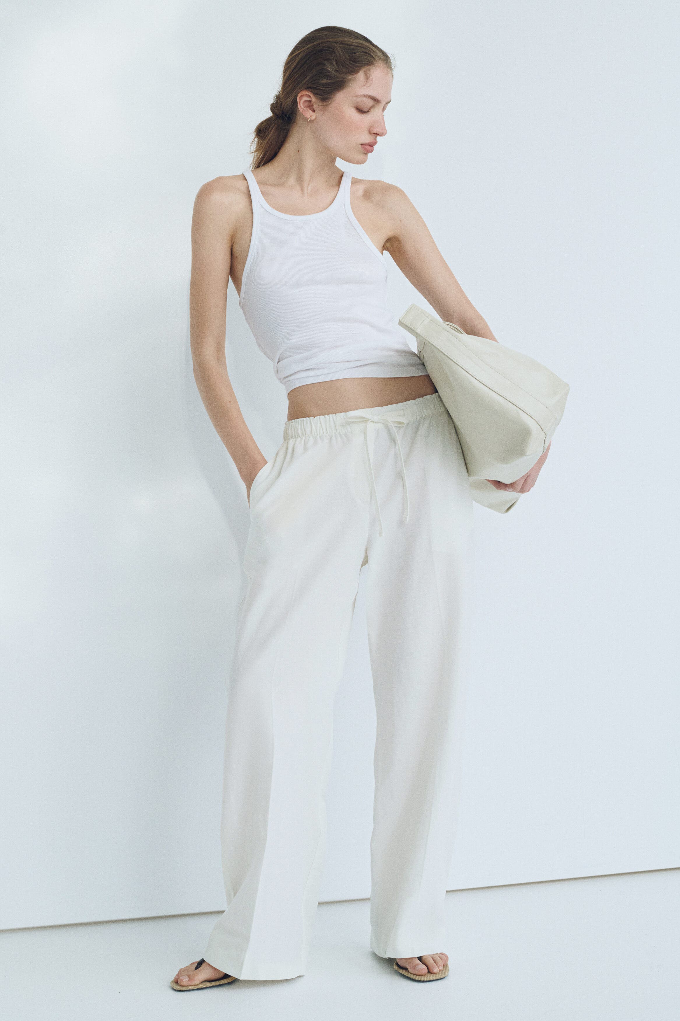 Linen-blend Drawstring Trousers - image 2