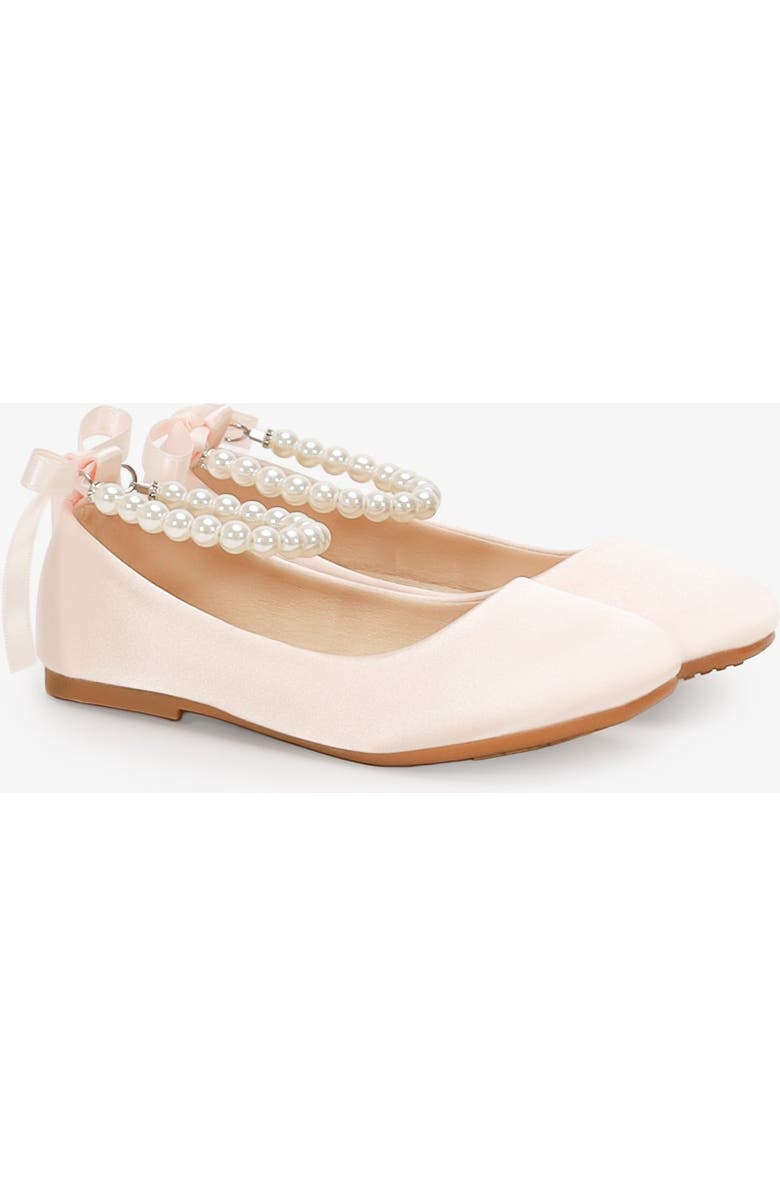 Kailee P Harper Satin Girl Flats with All Pearls Strap, Main, color, Pink