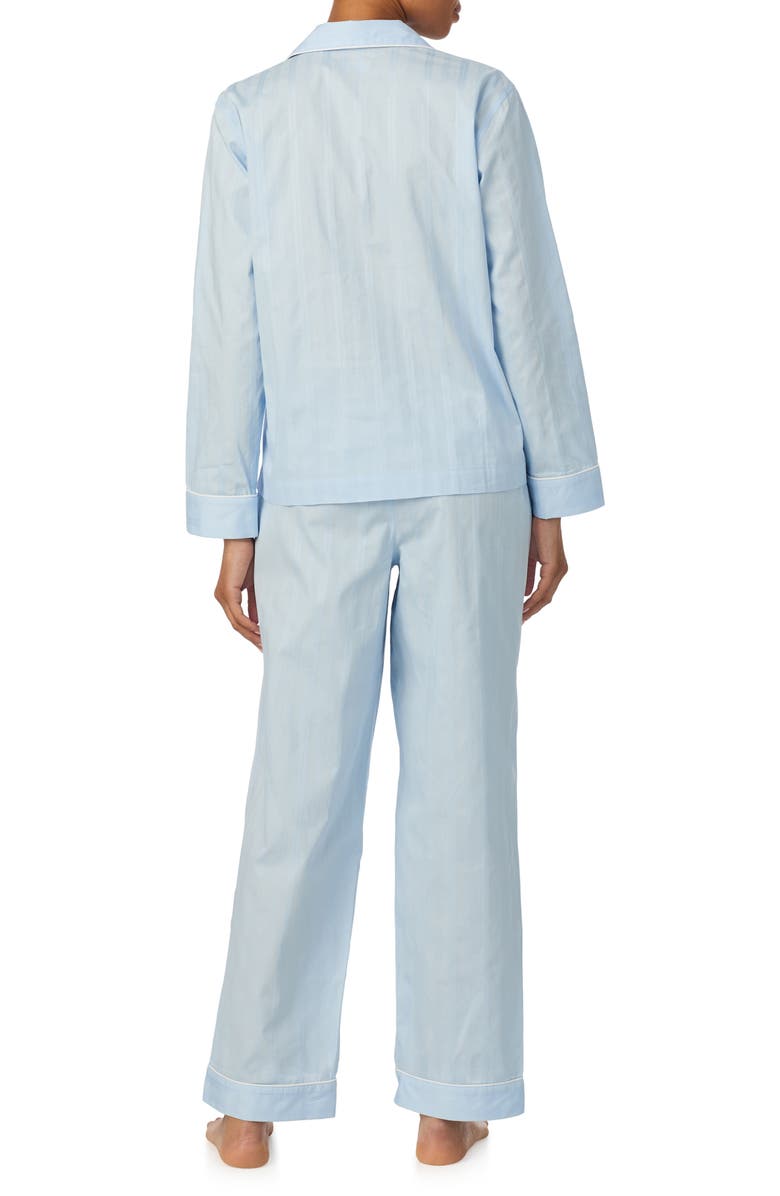Lauren Ralph Lauren Stripe Cotton Jacquard Pajamas, Alternate, color, Light Blue Stripe