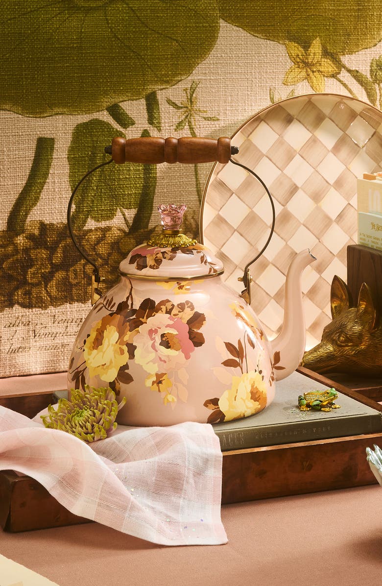 MACKENZIE CHILDS Wild Rose Mauve 3-Quart Tea Kettle, Alternate, color, Mauve