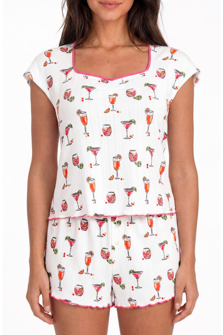 Sweetheart Short Pajamas, Alternate, color, COCKTAIL WHITE