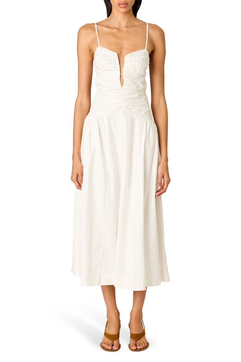 Sawtelle Sleeveless Cotton Midi Dress, Main, color, WHITE