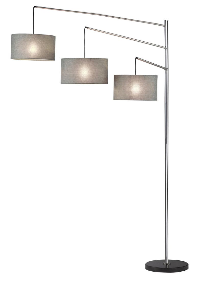 Wellington 3-Arm Arc Floor Lamp, Main, color, BRUSHED STEEL