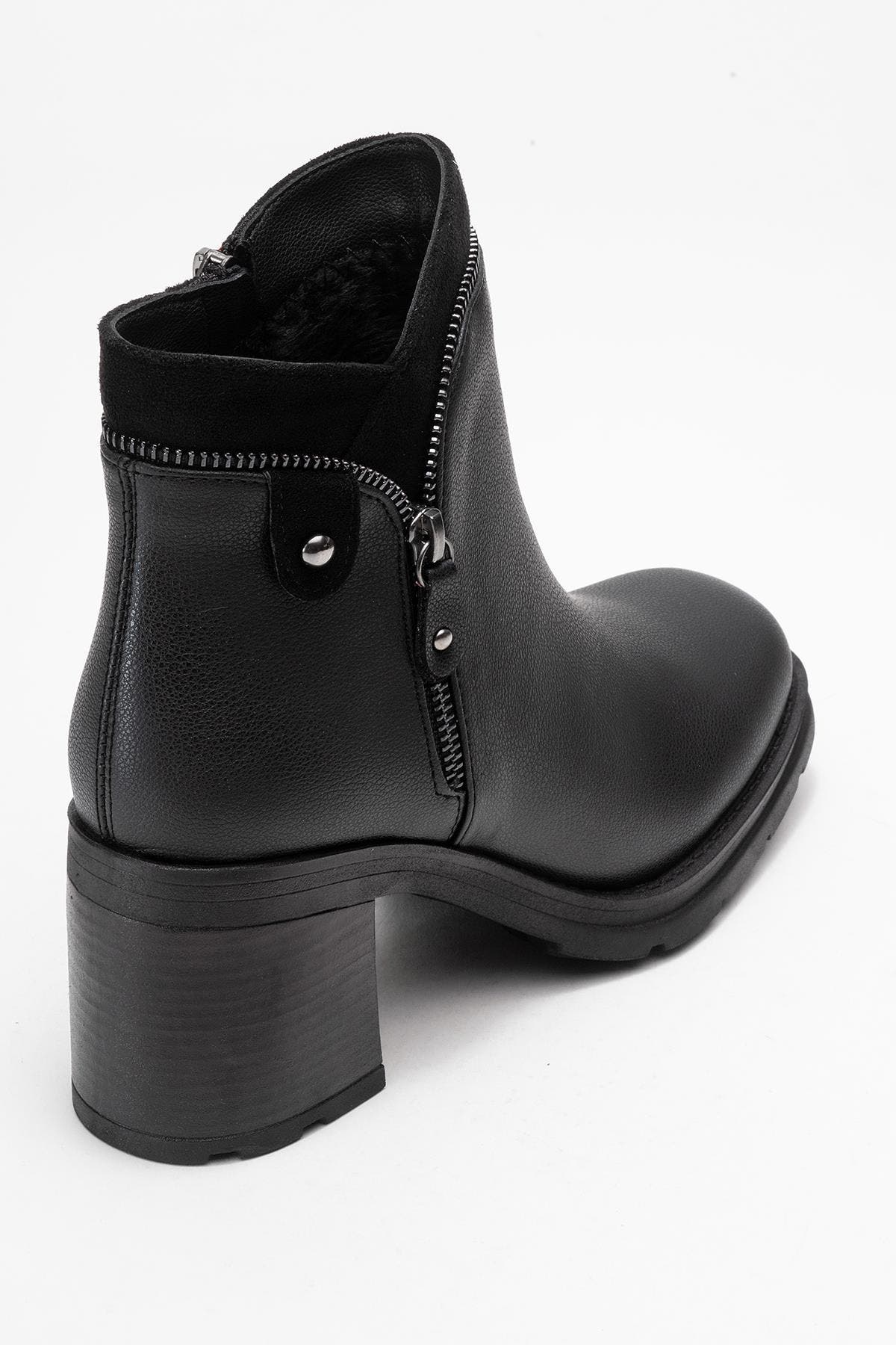 Parly Zip-Block Heel Boot, Alternate, color, Black Faux Leather