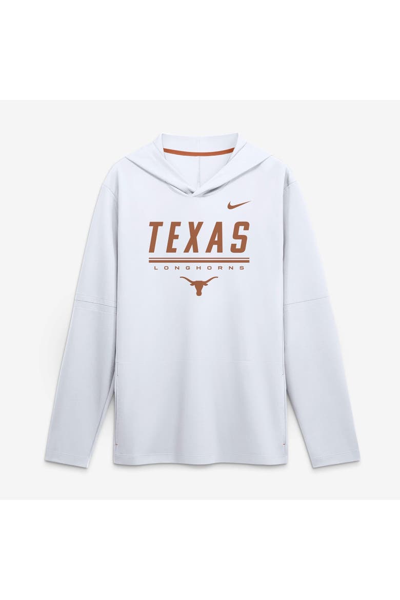 Men's Nike White Texas Longhorns 2026 Sideline Lightweight Long Sleeve Hooded Dri-FIT Top, Main, color, White