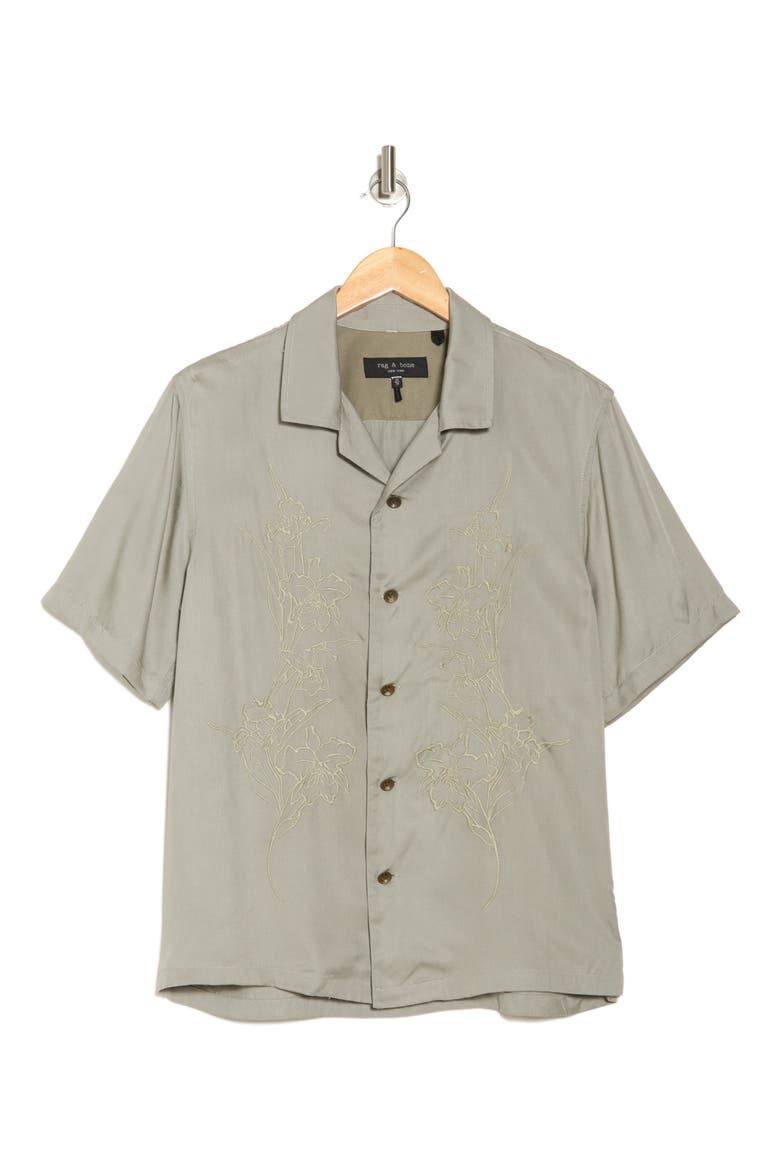 Avery Floral Embroidered Camp Shirt, Alternate, color, VETIVER