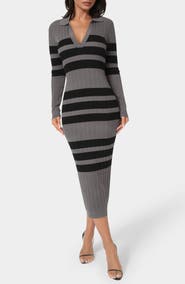 bebe Collared Long Sleeve Sweater Dress