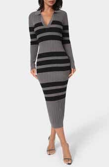 bebe Collared Long Sleeve Sweater Dress