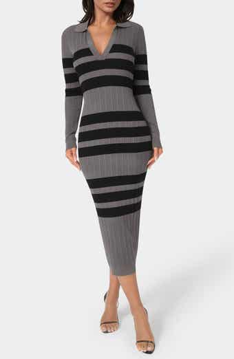 bebe Collared Long Sleeve Sweater Dress