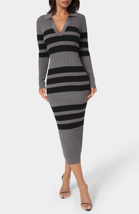 bebe Collared Long Sleeve Sweater Dress