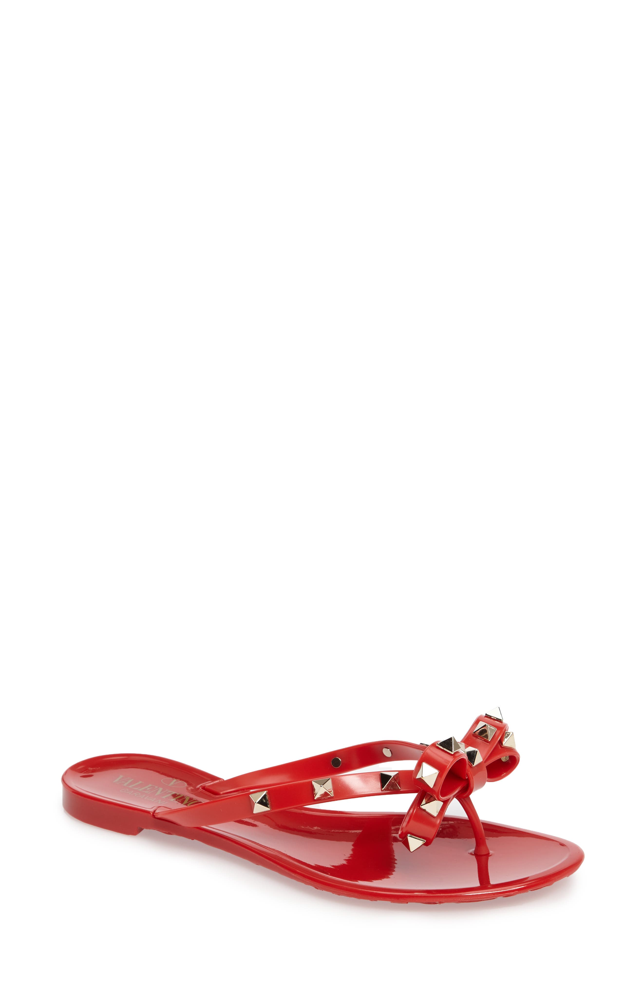 Rockstud Jelly Flip Flop, Main, color, RED