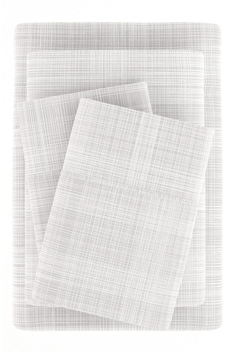 HOME SPUN Premium Ultra Soft Thatch 4-Piece Bed Sheet Set, Alternate, color, GRAY