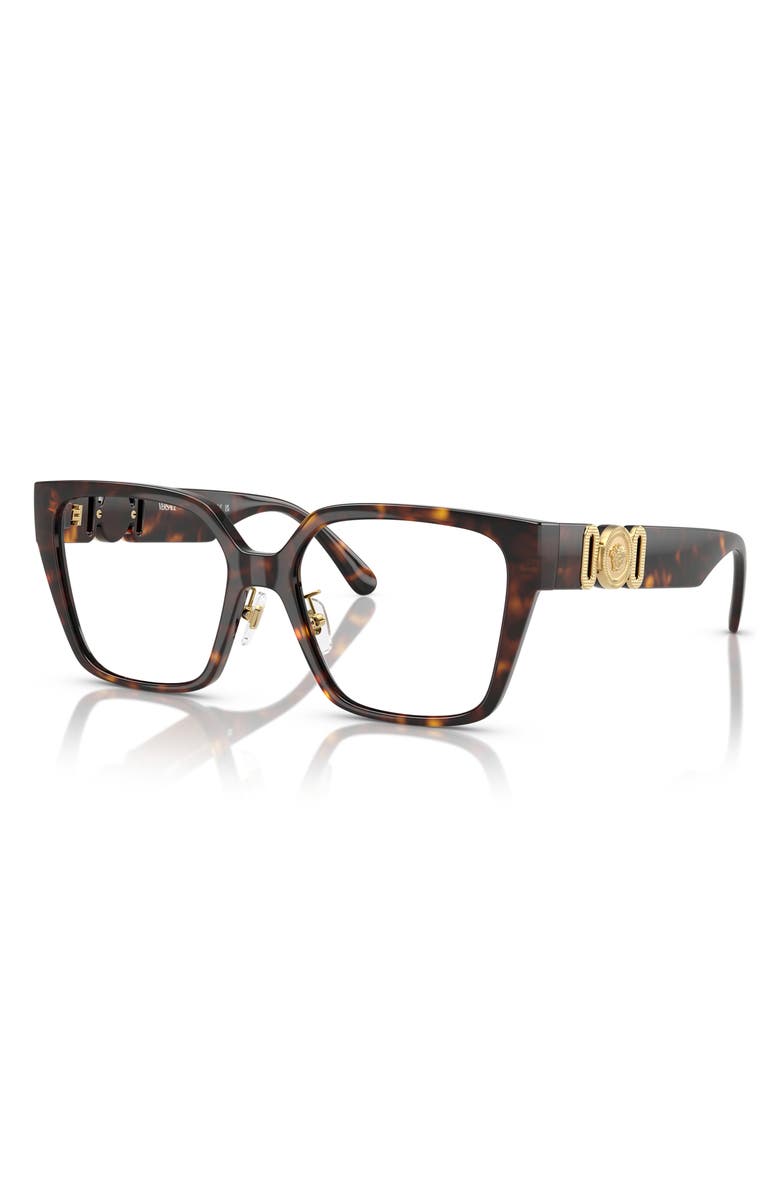 Versace 54mm Square Optical Glasses, Alternate, color, Havana