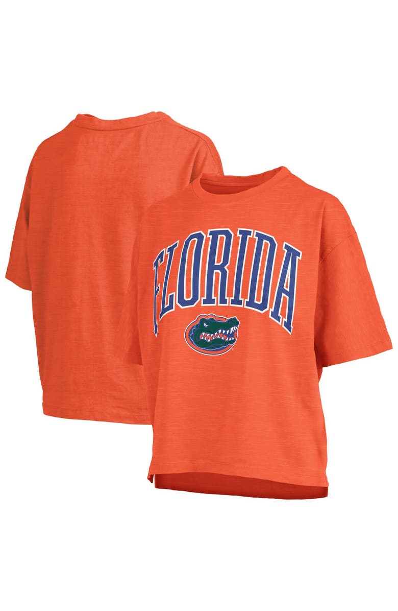 PRESSBOX Women's Pressbox Orange Florida Gators Nelson Arch Over Logo Waist Length Oversized Slub T-Shirt, Alternate, color, Orange