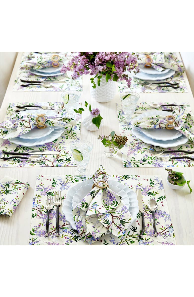 Solino Home Linen Dinner Napkins Set of 4, 20 x 20 Inch for Dining Table, Holiday and Everyday Table Decor - Lilacs, Alternate, color,