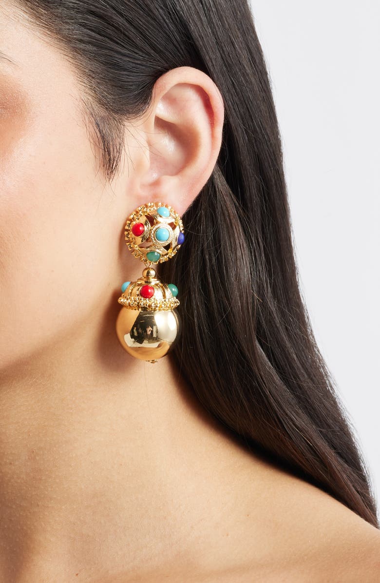Kenneth Jay Lane Clip-On Earrings, Alternate, color, Gold