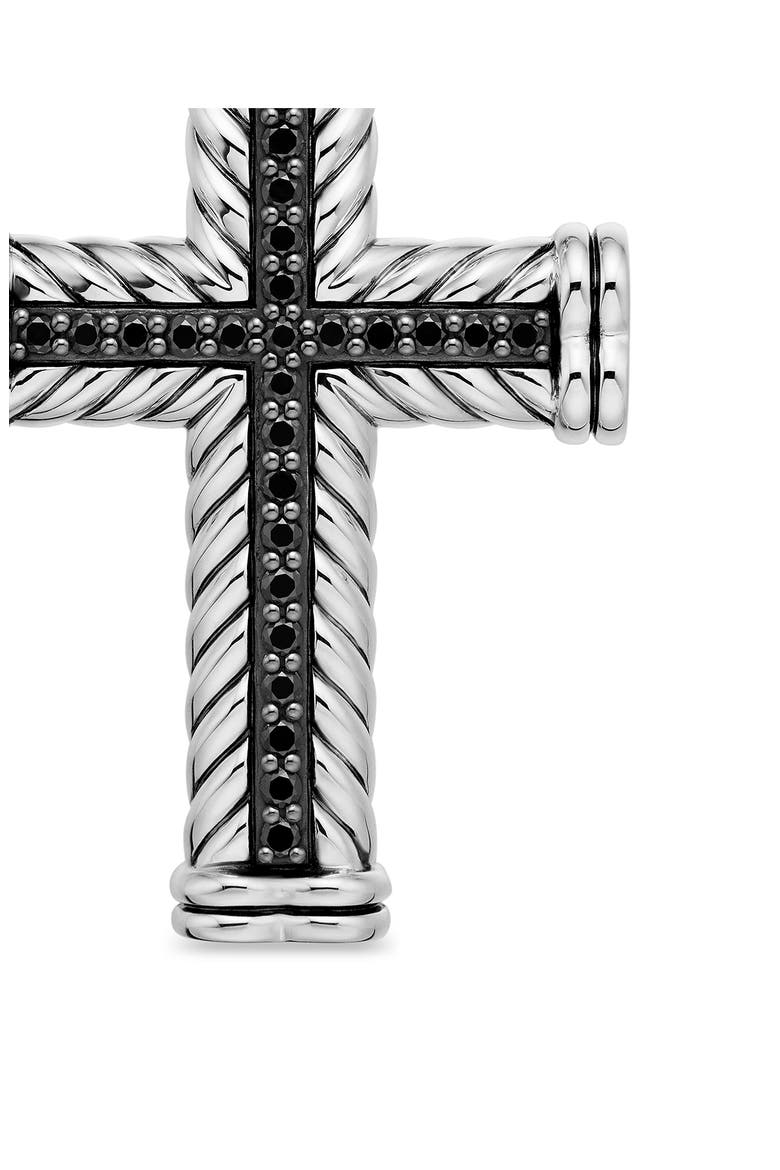 Men's Chevron Cross Pendant in Sterling Silver with Black Diamonds, 41.7mm, Alternate, color, BLACK DIAMOND