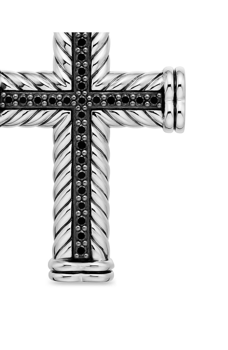 David Yurman Men's Chevron Cross Pendant in Sterling Silver with Black Diamonds, 41.7mm, Alternate, color, Black Diamond
