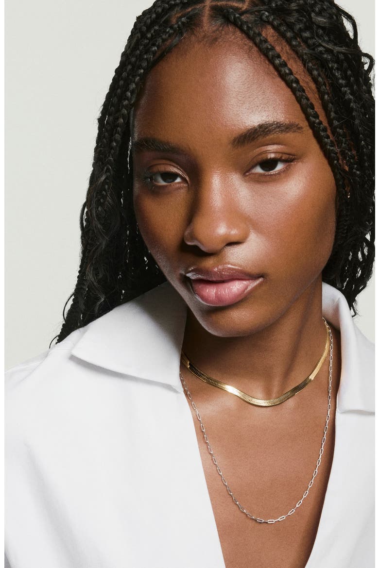 Bold Herringbone Chain Necklace, Alternate, color, 18k Gold Vermeil