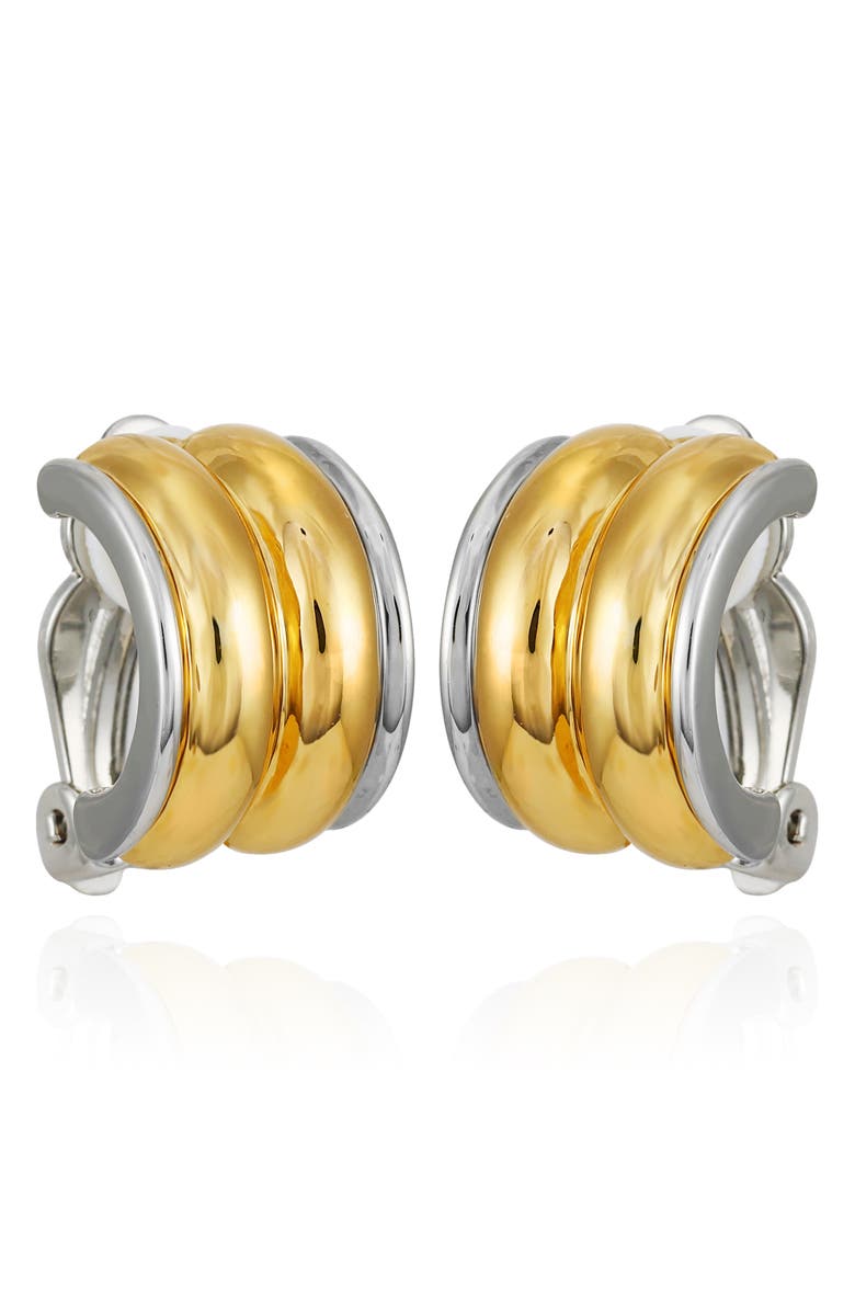 T Tahari Two-Tone Clip-On Stud Earrings, Main, color, Gold Tone