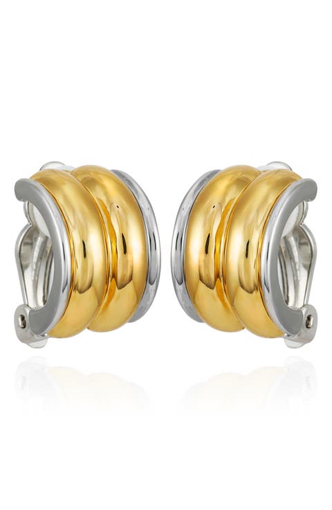 Two-Tone Clip-On Stud Earrings