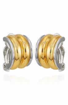 Two-Tone Clip-On Stud Earrings
