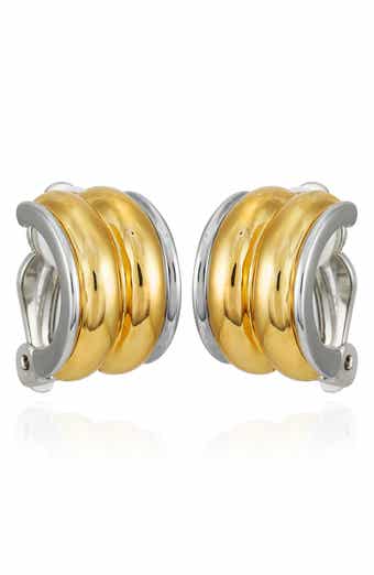 Two-Tone Clip-On Stud Earrings