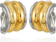 T Tahari Two-Tone Clip-On Stud Earrings