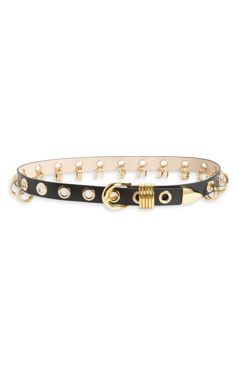 Déhanche Revenge Leather Belt, Main, color, Black/ Gold