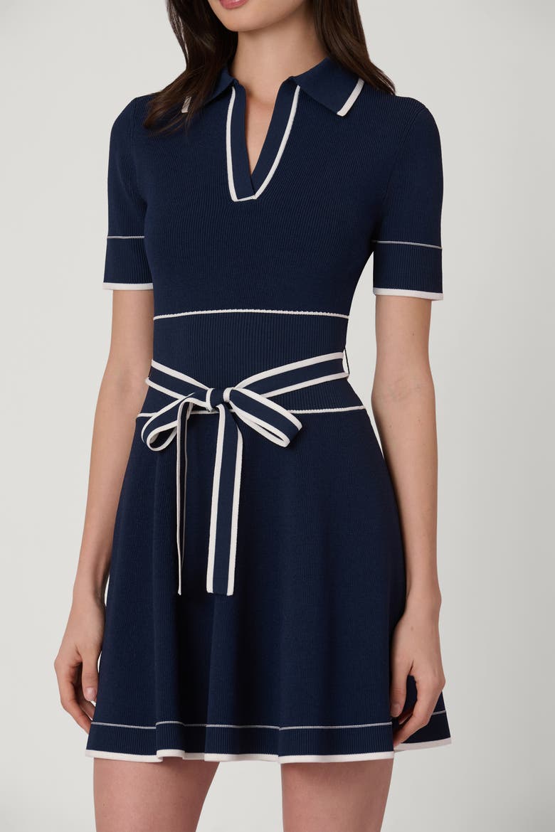 Contrast Border Knit Maren Dress, Alternate, color, Navy/Ivory