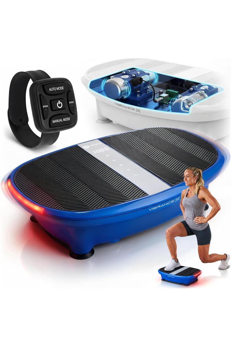 VibranceX Vibration Plate for Exercise 60 Speeds, Remote, LED Lights, Main, color, Blue
